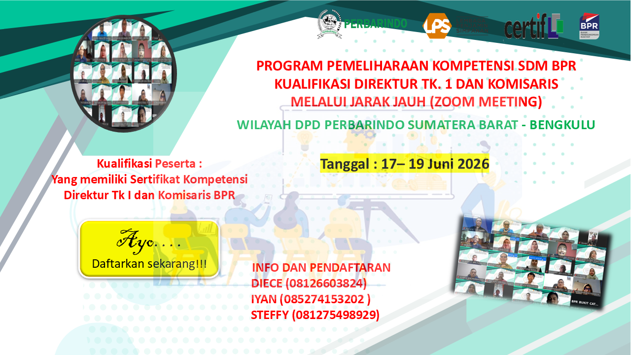 PROGRAM PEMELIHARAAN KOMPETENSI KERJA SDM BPR KUALIFIKASI DIREKTUR TK. 1 DAN KOMISARIS
