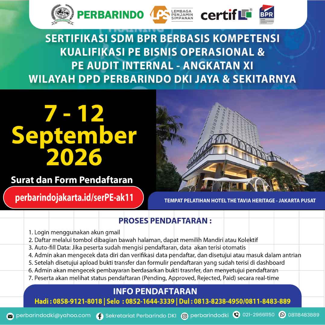 Pelatihan Sertifikasi SDM Berbasis Kompetensi Kualifikasi Kerja PE Bisnis Operasional & PE Audit Internal - Ak 11